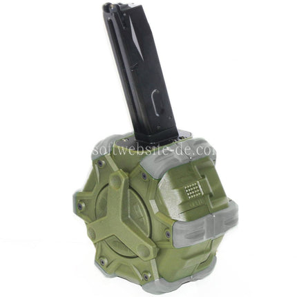 WE (WE-TECH) 350rd Gas Trommelmagazin Geeignet für AW MB Serie / KJW / WE / Tokyo Marui M9 M92 GBB Pistolen Airsoft