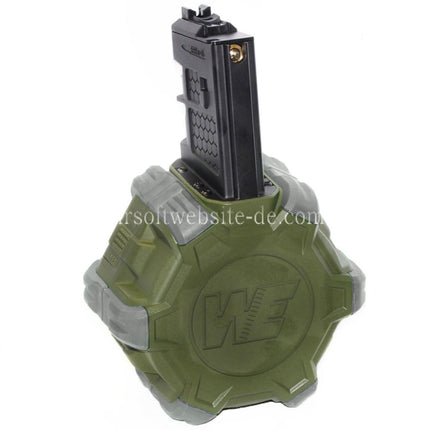WE (WE-TECH) 350rd Gas Trommelmagazin Geeignet für WE (WE-TECH) Open Bolt Typ L85 / SCAR-L / R5C / T65 / HK416 / AR M4 M16 GBB Gewehre Airsoft