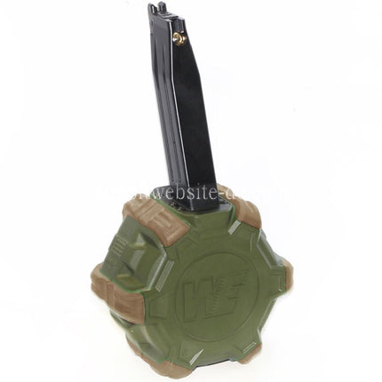 WE (WE-TECH) 350rd Gas Trommelmagazin Geeignet für Hi-Capa GBB Pistolen Airsoft OD