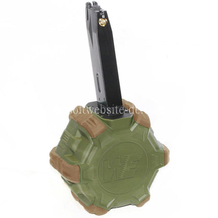 WE (WE-TECH) 350rd Gas Trommelmagazin Geeignet für AW MB Serie / KJW / WE / Tokyo Marui M9 M92 GBB Pistolen Airsoft
