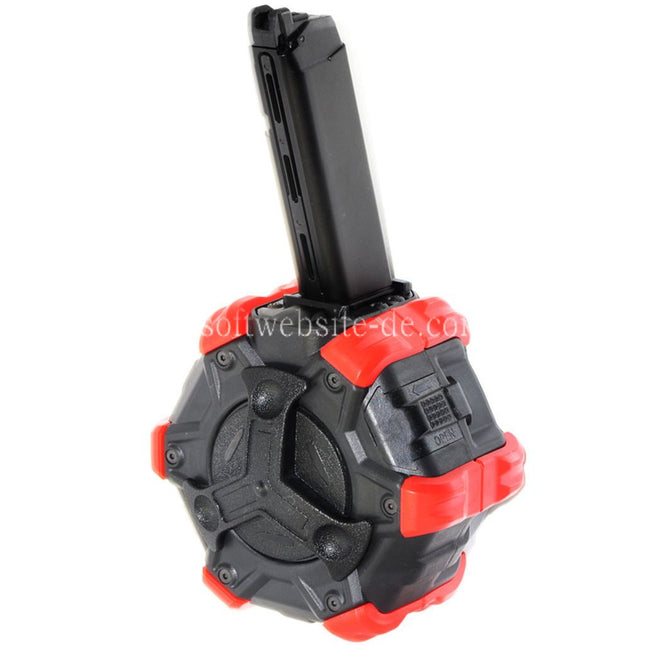 DOUBLE BELL 350rd Gas Adaptive Trommelmagazin Geeignet für G17 G18C G-Serie GBB Pistolen Airsoft