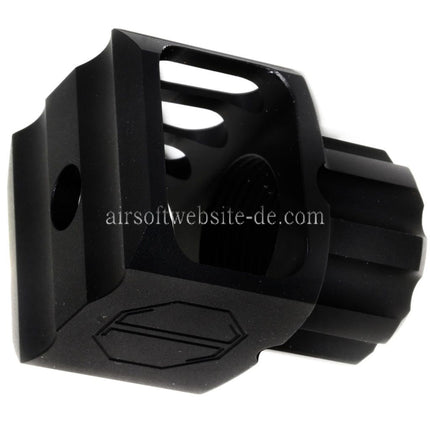 5KU CNC Aluminium LAF-24 Stil Mündungsbremse Mündungsfeuerdämpfer Geeignet für +24mm CW Clockwise Thread Barrel Gewehre Airsoft Schwarz