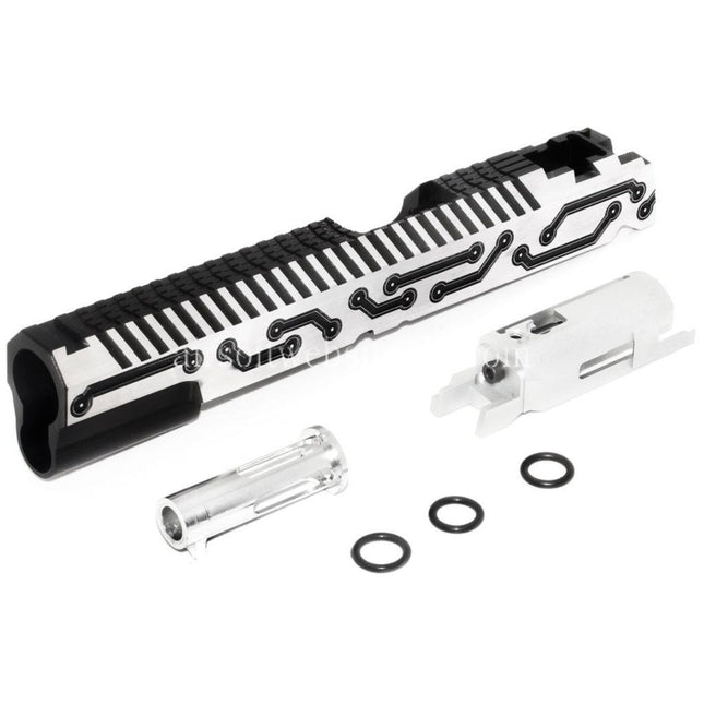 5KU CNC Aluminum Infinity Future Schlitten Set Geeignet für Tokyo Marui Hi-Capa 5.1 Serie GBB Pistolen Airsoft Schwarz/Silber