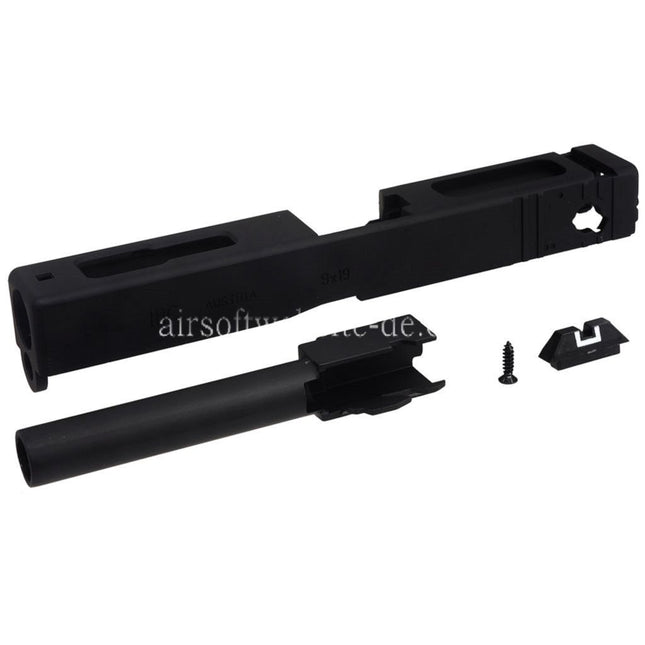 E&C Metall Schlittenlauf Set mit Kimme Geeignet für E&C G18C GBB Pistolen Airsoft Schwarz