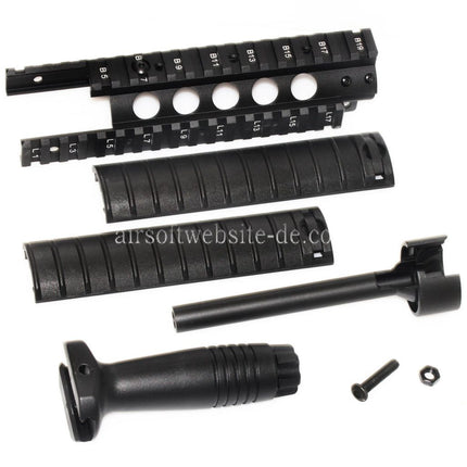 CYMA MP5 DX Interface Handschutzschienensystem mit QD Vordergriff und Außenlauf Geeignet für CYMA G&G Umarex Tokyo Marui MP5 Serie AEG Gewehre Airsoft Schwarz