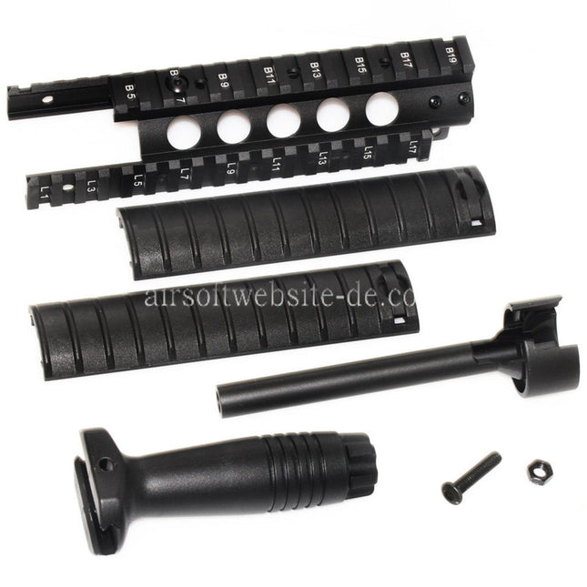 CYMA MP5 DX Interface Handschutzschienensystem mit QD Vordergriff und Außenlauf Geeignet für CYMA G&G Umarex Tokyo Marui MP5 Serie AEG Gewehre Airsoft Schwarz