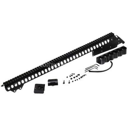 CYMA 537mm Aluminium Ober schienen System mit 6-Schalen Trägerhalterung Geeignet für CYMA Tokyo Marui M870 Serie Schrotflinte Airsoft Schwarz