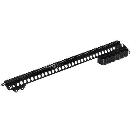 CYMA 537mm Aluminium Ober schienen System mit 6-Schalen Trägerhalterung Geeignet für CYMA Tokyo Marui M870 Serie Schrotflinte Airsoft Schwarz