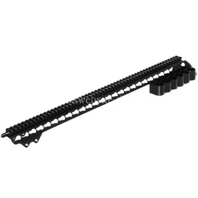 CYMA 537mm Aluminium KeyMod Ober schienen System mit 6-Schalen Trägerhalterung Geeignet für CYMA Tokyo Marui M870 Serie Schrotflinte Airsoft Schwarz