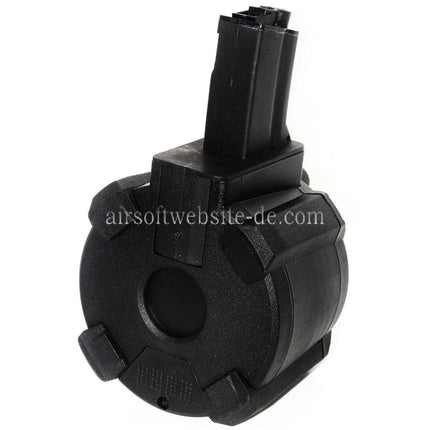 BATTLEAXE 1400rd Elektrisch Trommelmagazin Geeignet für MP5 Serie AEG Gewehre Airsoft Schwarz
