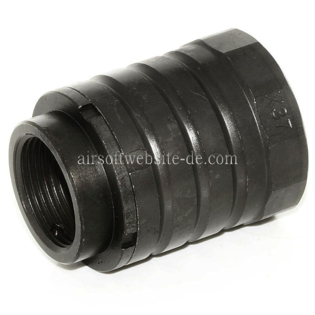 5KU 50mm 360 X37 Mündungsbremse Mündungsfeuerdämpfer mit Blast Shield Geeignet für +24mm CW Rechtsgewinde Lauf Gewehre Airsoft Schwarz