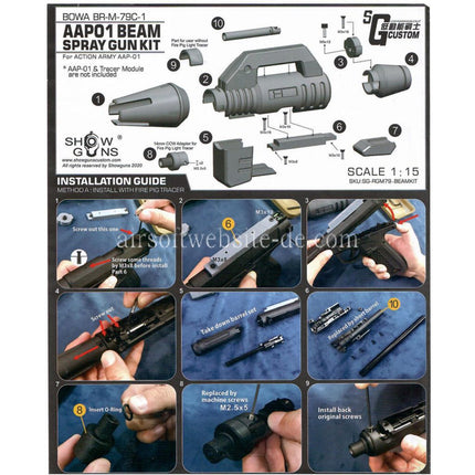 Show Guns Tactical SG Strahlspray Kit Typ A geeignet für ACTION ARMY AAP-01 Serie GBB Pistolen Airsoft