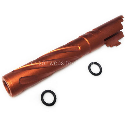 5KU 5 Zoll 123/127mm CNC Aluminium Tornado Stil Spiral Äußerer Lauf +11mm CW im Uhrzeigersinn Geeignet für Armorer Works AW WE-TECH Tokyo Marui Hi-Capa 5.1 GBB Pistolen Airsoft