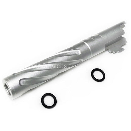 5KU 5 Zoll 123/127mm CNC Aluminium Tornado Stil Spiral Äußerer Lauf +11mm CW im Uhrzeigersinn Geeignet für Armorer Works AW WE-TECH Tokyo Marui Hi-Capa 5.1 GBB Pistolen Airsoft