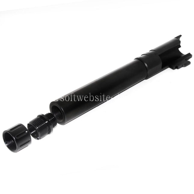 AIP 123mm/127mm Gewinde Äußerer Lauf mit Adapter und Abdeckung Geeignet für Tokyo Marui Hi-Capa 5.1 GBB Pistolen Airsoft Schwarz