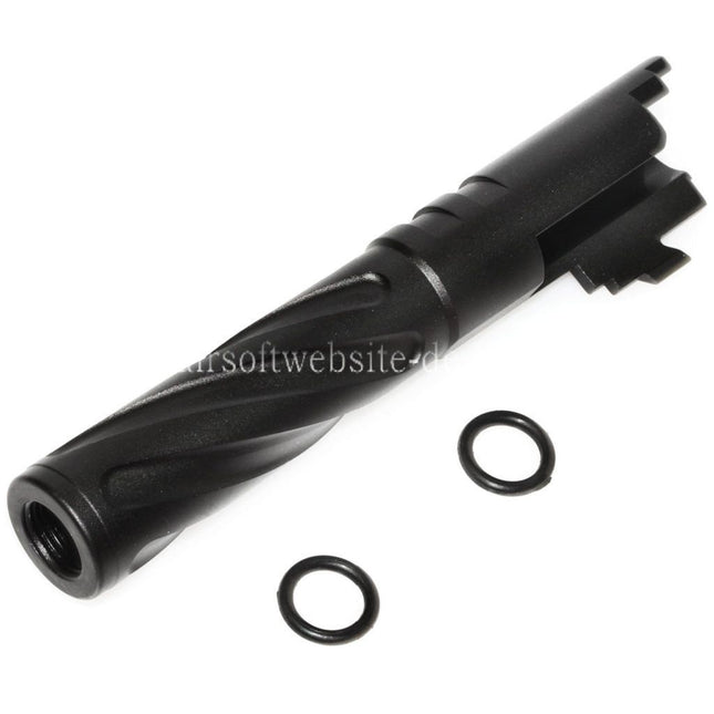 5KU 4.3 Zoll CNC Aluminium Tornado Stil Spiral Äußerer Lauf +11mm CW im Uhrzeigersinn Geeignet für Tokyo Marui Hi-Capa 4.3 GBB Pistolen Airsoft