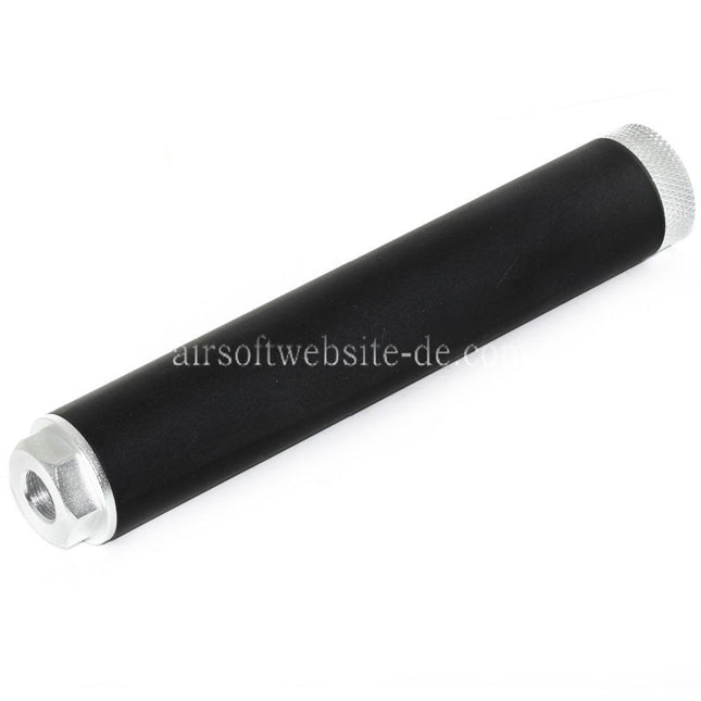 DOUBLE BELL 194mm/204mm x 35mm Schalldämpfer Geeignet für -14mm CCW Gegen den Uhrzeigersinn Gewehre Airsoft Schwarz/Silber
