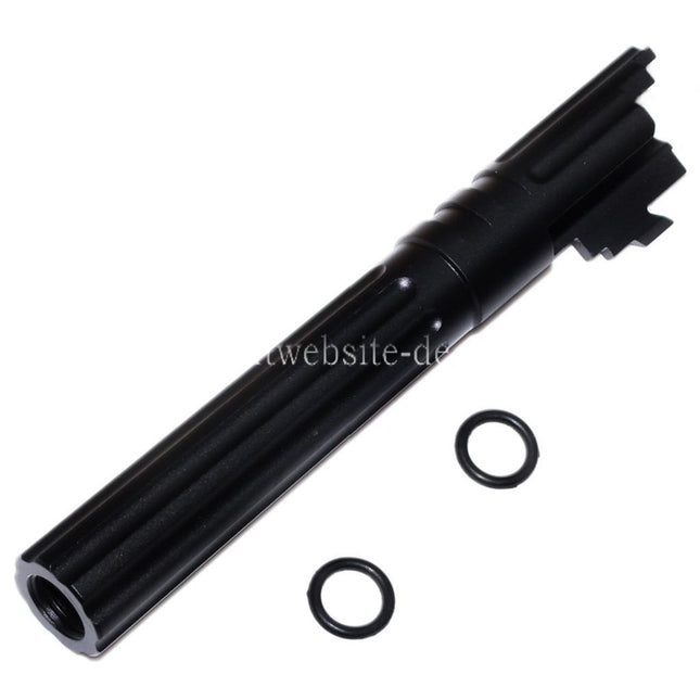 5KU 5 Zoll 123/127mm CNC Aluminium Gerade Geriffelt Äußerer Lauf +11mm CW im Uhrzeigersinn Geeignet für Armorer Works AW WE-TECH Tokyo Marui Hi-Capa 5.1 GBB Pistolen Airsoft