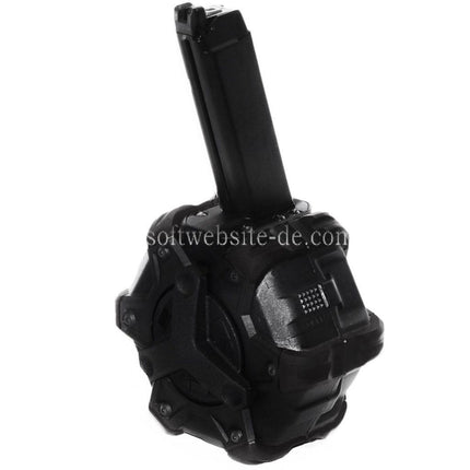 WE (WE-TECH) 350rd Gas Trommelmagazin Geeignet für G17 G18C G-Serie GBB Pistolen Airsoft
