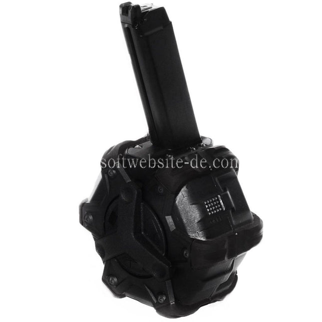WE (WE-TECH) 350rd Gas Trommelmagazin Geeignet für G17 G18C G-Serie GBB Pistolen Airsoft