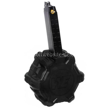WE (WE-TECH) 350rd Gas Trommelmagazin Geeignet für G17 G18C G-Serie GBB Pistolen Airsoft