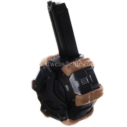 WE (WE-TECH) 350rd Gas Trommelmagazin Geeignet für G17 G18C G-Serie GBB Pistolen Airsoft