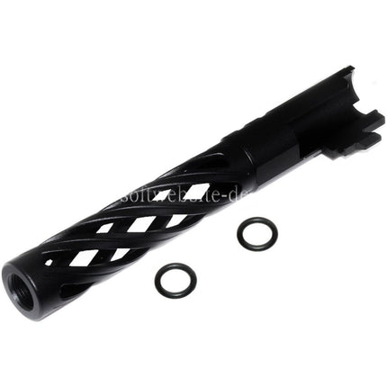 5KU 5 Zoll 123/127mm CNC Tornado Spiral Hollow Äußerer Lauf +11mm CW im Uhrzeigersinn Geeignet für Armorer Works AW WE-TECH Tokyo Marui Hi-Capa 5.1 GBB Pistolen Airsoft