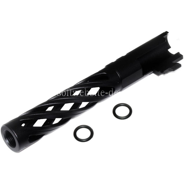5KU 5 Zoll 123/127mm CNC Tornado Spiral Hollow Äußerer Lauf +11mm CW im Uhrzeigersinn Geeignet für Armorer Works AW WE-TECH Tokyo Marui Hi-Capa 5.1 GBB Pistolen Airsoft