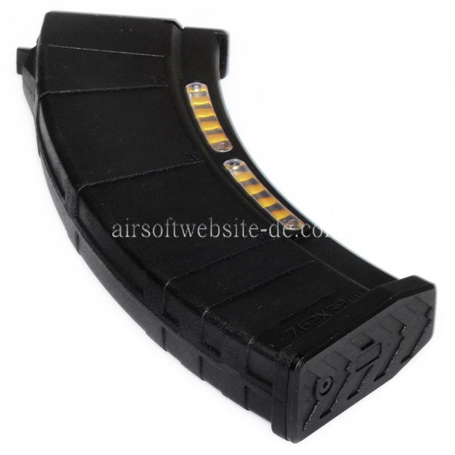 CYMA 220rd Polymer Mid-Cap Magazin mit Dummy Display Geeignet für AK Serie AEG Gewehre Airsoft Schwarz