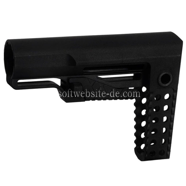 APS RS-4 Einziehbarer Schaft mit QD Riemenhalterung und Paracord Geeignet für M4 AEG Pufferrohr Gewehre Airsoft Schwarz