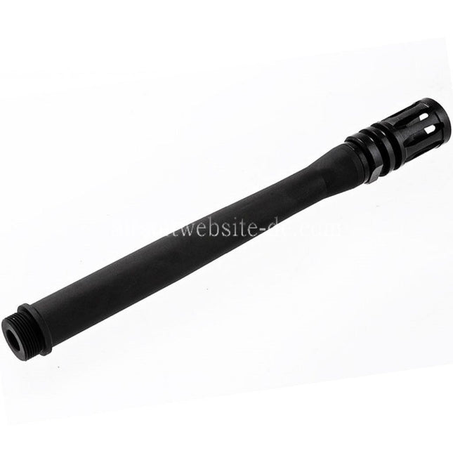 VFC Verlängerter Außenlauf -14mm CCW gegen den Uhrzeigersinn mit Mündungsfeuerdämpfer Geeignet für VFC M249 Serie GBB Machine Gun Gewehre Airsoft Schwarz