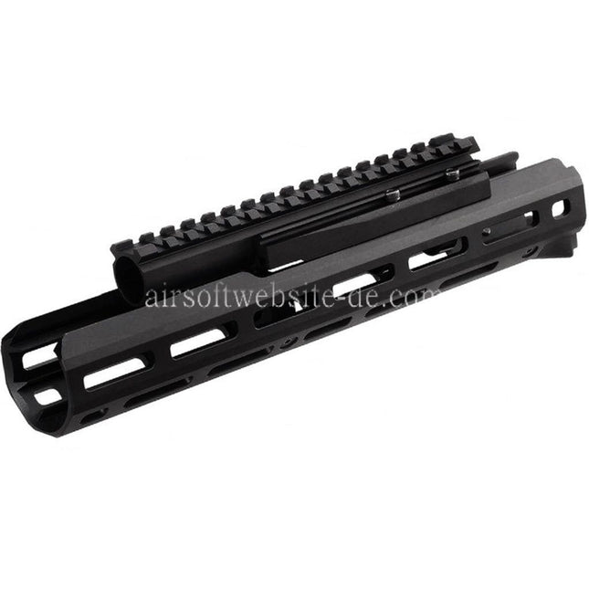 Hephaestus 10.5 Zoll 265mm CNC Aluminum M-LOK Handschutz mit 20mm Schienen Gasrohr Geeignet für Tokyo Marui ZET System AK Serie GBB Gewehre Airsoft Schwarz