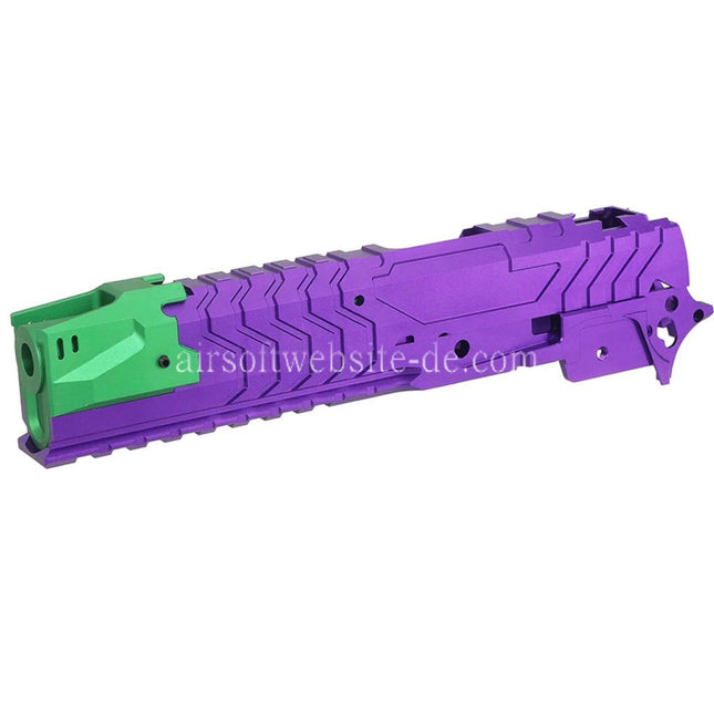 5KU CNC Aluminum Matrix Stil Äußerer Lauf Mittlerer Rahmen Schlitten Set Geeignet für Tokyo Marui Hi-Capa Serie GBB Pistolen Airsoft