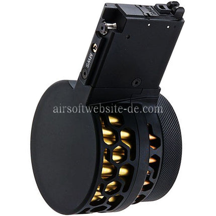 DYTAC XMAG 100rd Grünes Gas Trommelmagazin Geeignet für Tokyo Marui MWS M4 Serie GBB Gewehre Airsoft