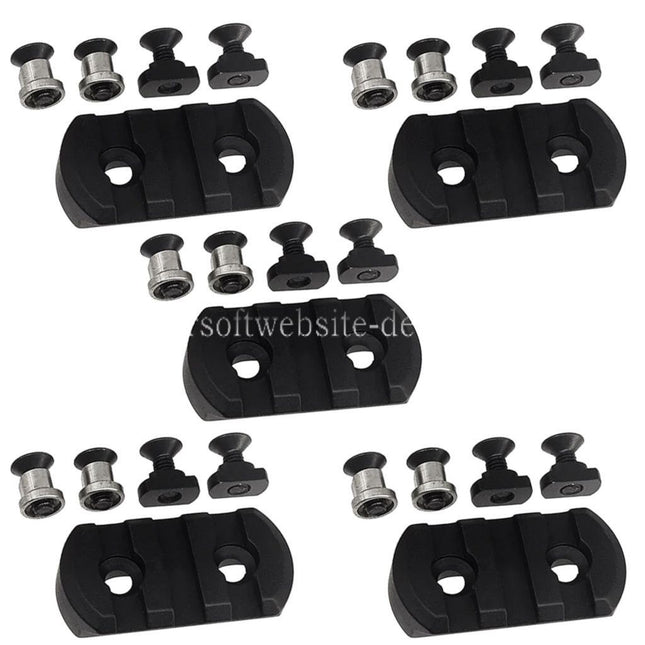 Airsoft Website 5 Stück Aluminum 3-Slots Schienenabschnitt Geeignet für M-LOK und KeyMod Handschutzsystem Schwarz
