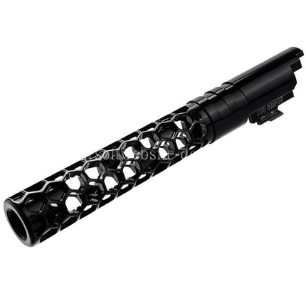 Dr. Black CNC 6063 Aluminum 5 Zoll 125mm Favos Stil Äußerer Lauf +11mm CW im Uhrzeigersinn Geeignet für Armorer Works AW WE-TECH Tokyo Marui Hi-Capa 5.1 Serie GBB Pistolen Airsoft