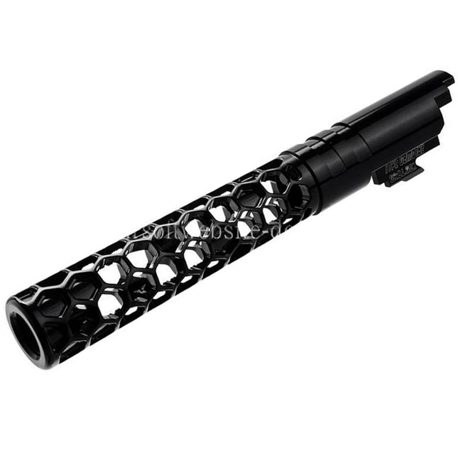 Dr. Black CNC 6063 Aluminum 5 Zoll 125mm Favos Stil Äußerer Lauf +11mm CW im Uhrzeigersinn Geeignet für Armorer Works AW WE-TECH Tokyo Marui Hi-Capa 5.1 Serie GBB Pistolen Airsoft