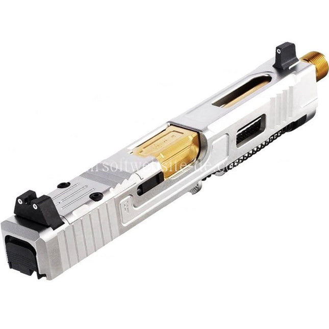 VFC CNC Edelstahl Fowler Industries MKII Kompletter oberer Schlittenlauf Set Geeignet für Elite Force VFC G17 Gen5 GBB Pistolen Airsoft Silber