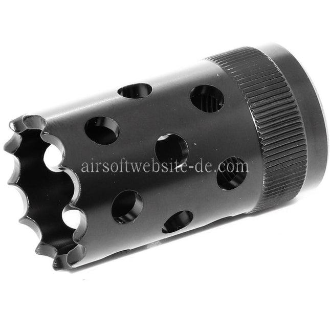CYMA 50mm Sport Tactical M3 Schrotflinten Mündungsbremse Feuerdämpfer Geeignet für -22mm CCW Gegen den Uhrzeigersinn Lauf Gewehre Airsoft Schwarz