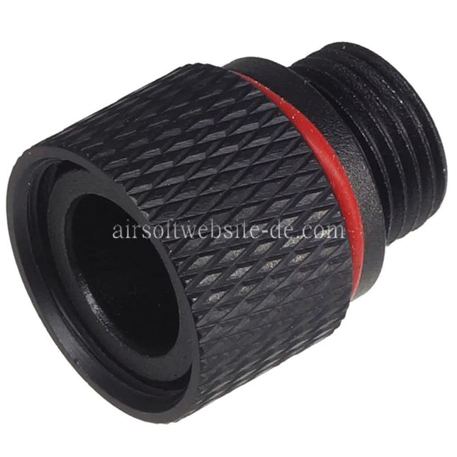 Airsoft Website Lauf Schalldämpfer Kompensator Adapter mit Laufmantel Gewindeschutz Typ-1 Geeignet für KSC M9 / WE Pistolen +11mm CW Gewinde im Uhrzeigersinn -14mm CCW Gewinde gegen den Uhrzeigersinn