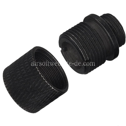 Airsoft Website Lauf Schalldämpfer Kompensator Adapter mit Laufmantel Gewindeschutz Legierung Geeignet für KSC M9 / WE Pistolen +11mm CW Gewinde im Uhrzeigersinn -14mm CCW Gewinde gegen den Uhrzeigersinn