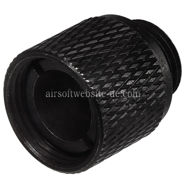 Airsoft Website Lauf Schalldämpfer Kompensator Adapter mit Laufmantel Gewindeschutz Legierung Geeignet für KSC M9 / WE Pistolen +11mm CW Gewinde im Uhrzeigersinn -14mm CCW Gewinde gegen den Uhrzeigersinn