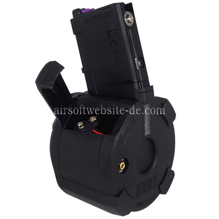 CYMA 500rd Elektrisch Schallsteuerung Wicklung Gas Trommelmagazin Geeignet für CYMA CGS Tokyo Marui M4 Serie MWS GBB Gewehre Airsoft Schwarz