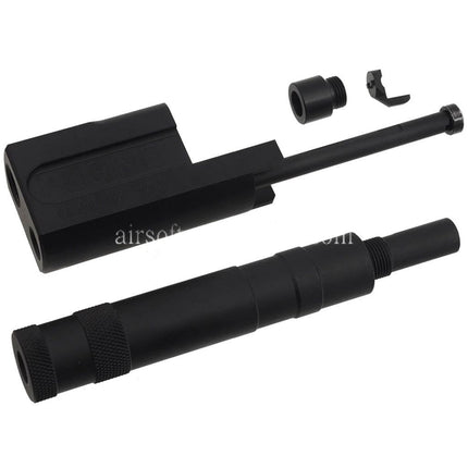 AIRSOFT WEBSITE ALGIMEC Stil Kompensator mit Schalldämpfers Geeignet für +11mm CW Gewinde im Uhrzeigersinn Lauf KSC Tokyo Marui M9 GBB Pistolen