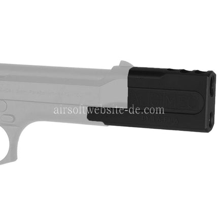 AIRSOFT WEBSITE ALGIMEC Stil Kompensator mit Schalldämpfers Geeignet für +11mm CW Gewinde im Uhrzeigersinn Lauf KSC Tokyo Marui M9 GBB Pistolen