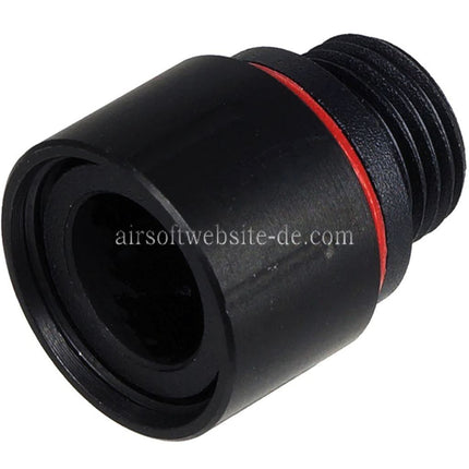 Airsoft Website Lauf Schalldampfer Kompensator Adapter mit Laufmantel Gewindeschutz Typ-2 Geeignet fur KSC M9 / WE Pistolen +11mm CW Gewinde im Uhrzeigersinn -14mm CCW Gewinde gegen den Uhrzeigersinn Schwarz
