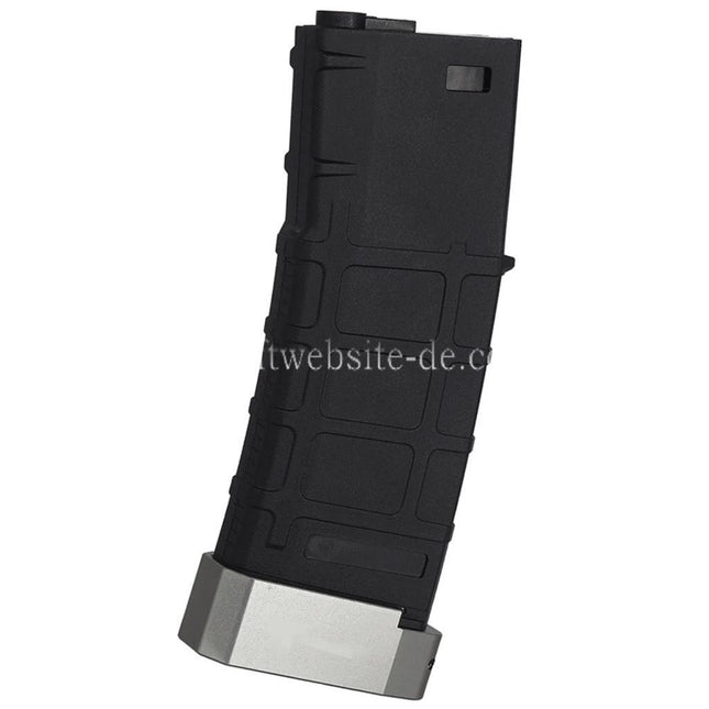 E&C 120rd Polymer TR-1 Mid-Cap Magazin mit Silber Bodenplatte Geeignet fur M4 M16 Serie AEG Gewehre Airsoft Schwarz