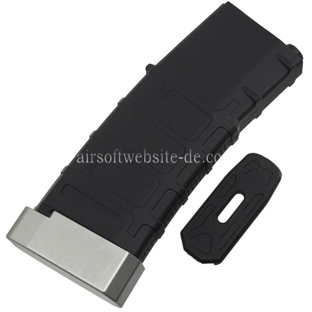 E&C 120rd Polymer TR-1 Mid-Cap Magazin mit Silber Bodenplatte Geeignet fur M4 M16 Serie AEG Gewehre Airsoft Schwarz